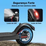 Patinete Elétrico 350w Com Amortecedor E App Gps Bateria Recarregável Dobrável Super Autonomia Para Adultos Até 150kg Preto - Imagem 7
