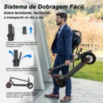 Patinete Elétrico 350w Com Amortecedor E App Gps Bateria Recarregável Dobrável Super Autonomia Para Adultos Até 150kg Preto - Imagem 5