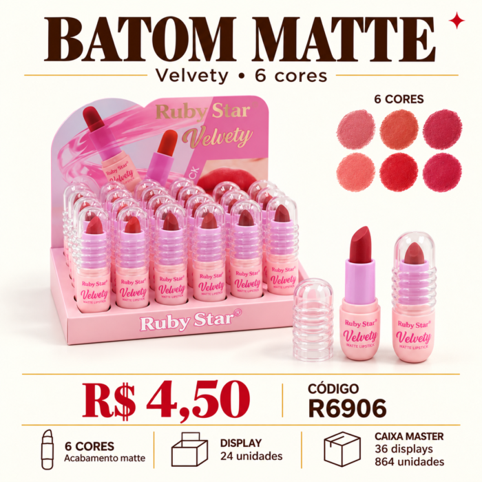 Batom Matte Velvety Ruby Star R6906 — imagem 1