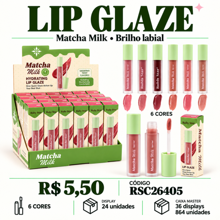 Lip Glaze Matcha Milk Ruby Star RSC26405 — imagem 1