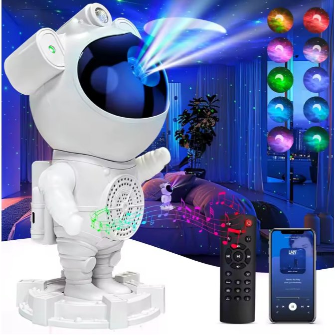 br-11134207-7r98o-m6clfru84or491 Projetor de Luz Astronauta Caixa de Som Bluetooth Caixinha de Som Com Projetor Estelar Luminária - Imagem 1