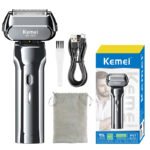 Barbeador Elétrico Shaver Recarregável Sem Fio Quatro Cabeças IPX7 Kemei KM-1310