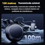 Microfone Sem Fio Lapela Magnetico 2 in 1 Type C e Lightning Com Estojo AGOLD MCF-38A - Imagem 4