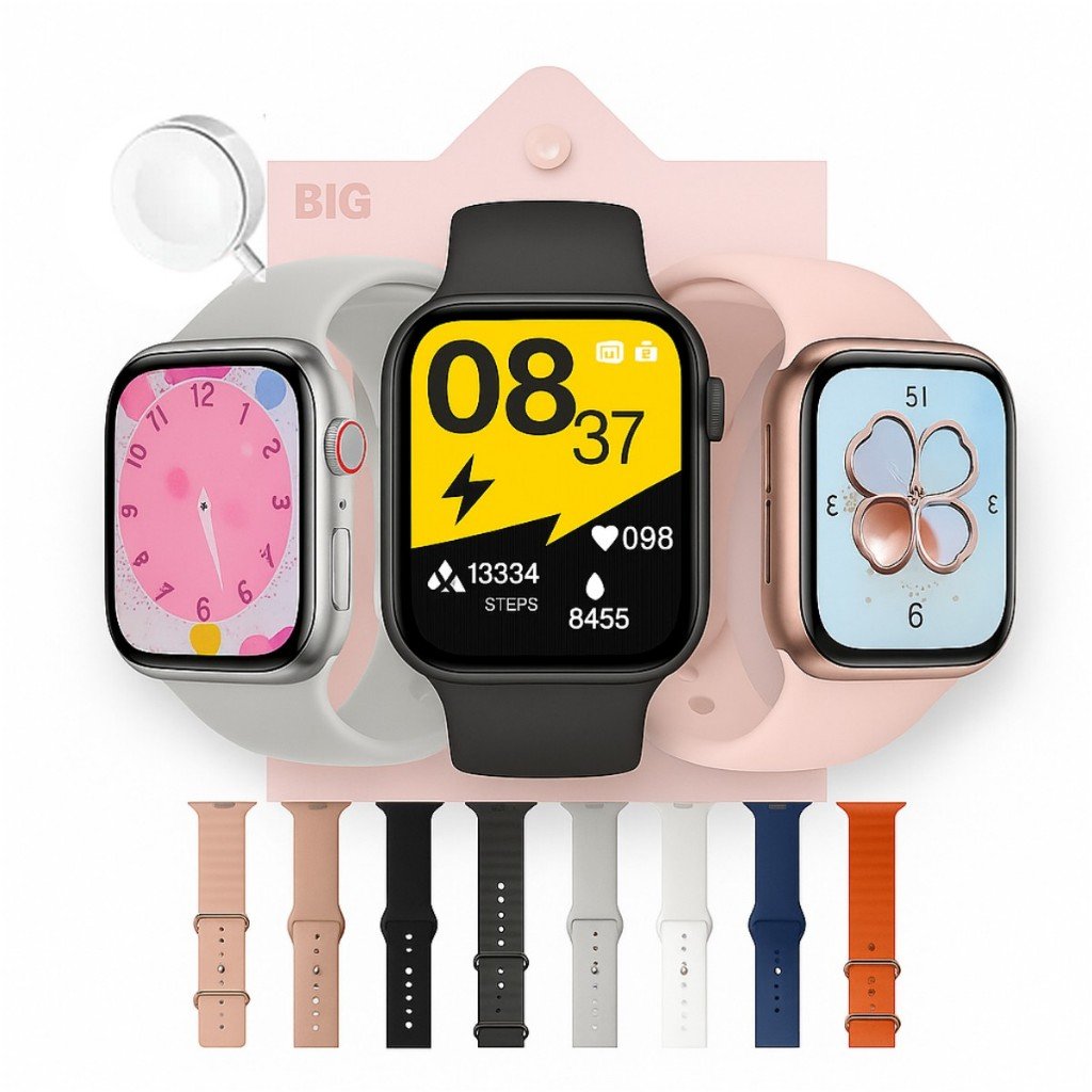 br-11134207-7r98o-mdce4q1tx1j57b Smartwatch Feminino W10 Mini Series 41mm 8 Pulseiras Tela Amoled Serie 10 Laxasfit 2025 - Imagem 1