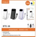 Power Bank A'Gold - Capacidade 20000mAh, Duas Portas USB | BTE-38 - Ideal para Celulares e Tablets BTE-38 [Original] - Imagem 4