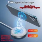 Carregador Sem Fio 15w Para iPhone Magnético Magsafe Tipo C De Carregamento Rápido Redondo - Imagem 9
