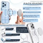 Carregador Sem Fio 15w Para iPhone Magnético Magsafe Tipo C De Carregamento Rápido Redondo - Imagem 2