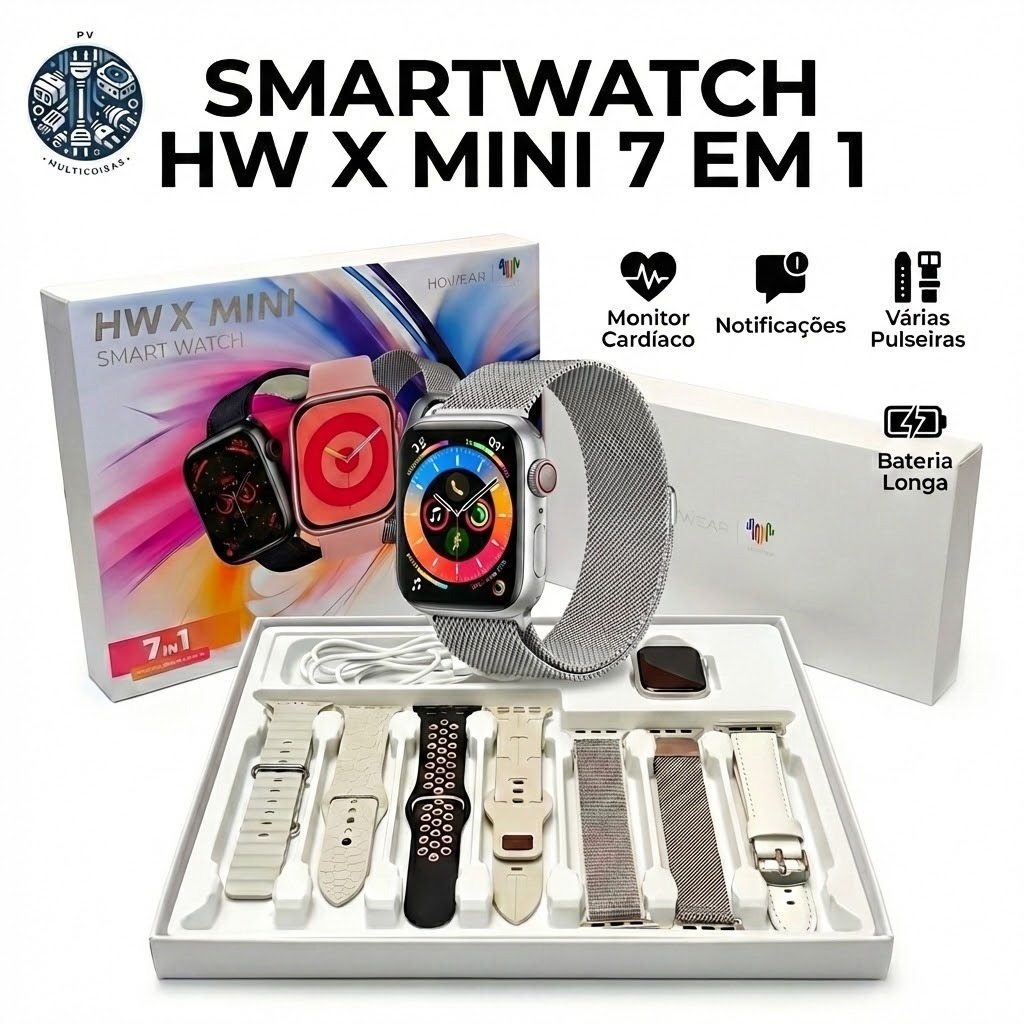 br-11134207-81ztc-mjrleg9yoe86df Relógio Smartwatch Feminino HW X Mini 41mm AMOLED 7 em 1 NFC - Imagem 1