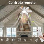 Ventilador de Teto Silencioso Econômico com Luz Led Lâmpada TOP Embutida 3 Cores Ajustáveis Modos Timer Controle Remoto - Imagem 3