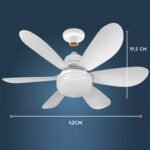 Ventilador de Teto Silencioso Econômico com Luz Led Lâmpada TOP Embutida 3 Cores Ajustáveis Modos Timer Controle Remoto - Imagem 4