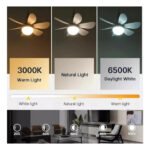 Ventilador de Teto Silencioso Econômico com Luz Led Lâmpada TOP Embutida 3 Cores Ajustáveis Modos Timer Controle Remoto - Imagem 5