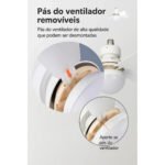 Ventilador de Teto Silencioso Econômico com Luz Led Lâmpada TOP Embutida 3 Cores Ajustáveis Modos Timer Controle Remoto - Imagem 6