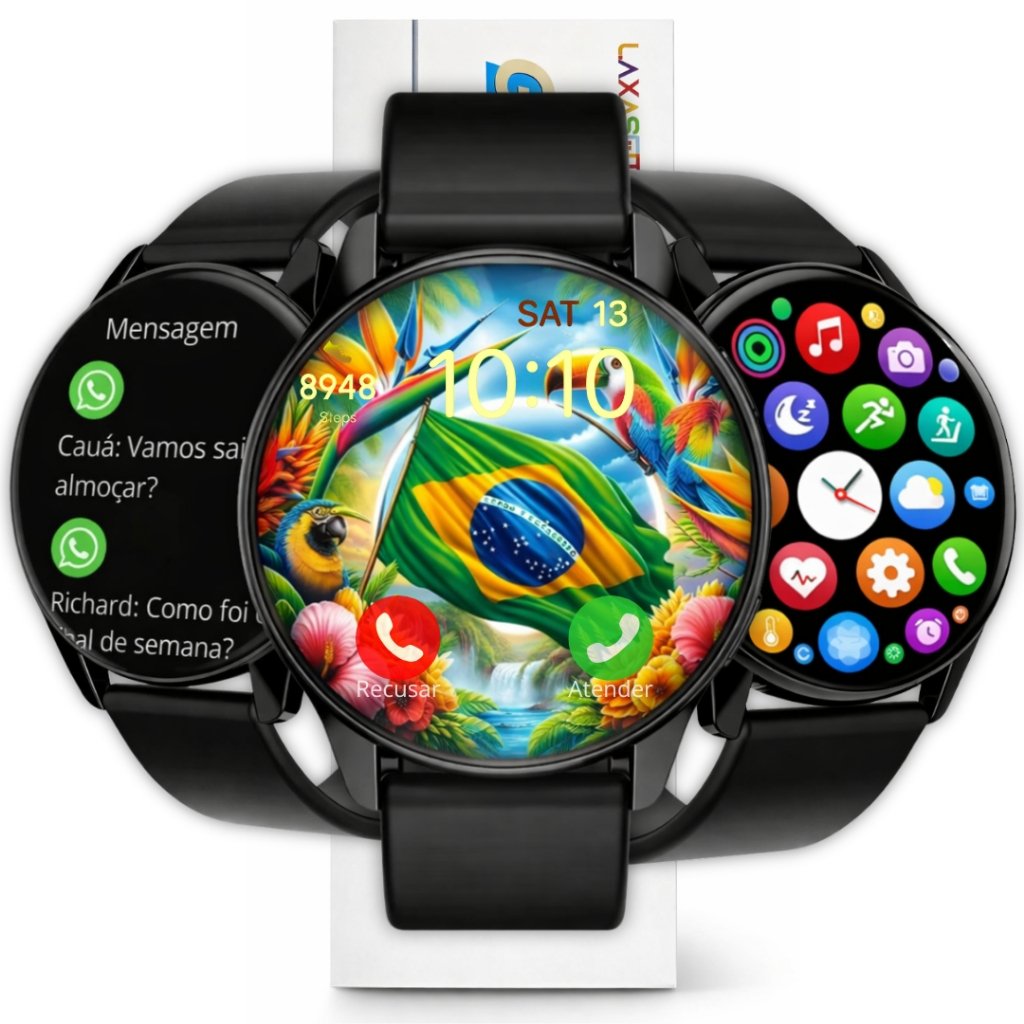 br-11134207-820l9-mn8seqvkeolgff Relógio Smartwatch Gt3 Amoled lançamento Masculino Feminino Android IOS Pulseira Extra Chamandas Lançamento - Imagem 1