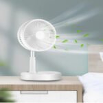 Ventilador Portátil Dobrável 3 Velocidades Recarregável USB Retrátil Mesa Coluna Forte Silencioso - Imagem 4
