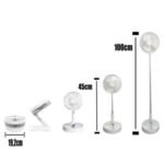 Ventilador Portátil Dobrável 3 Velocidades Recarregável USB Retrátil Mesa Coluna Forte Silencioso - Imagem 6