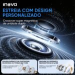 INOVA Fone de Ouvido 12966B Bluetooth Grave Potente Bateria Som Estéreo In-ear À Prova d’Água Esportivo Microfone Integrado - Imagem 2
