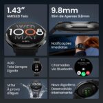 Haylou Solar Lite 2 Smartwatch Relogio Esporte Correndo Ritmo AMOLED AOD 1ATM Bluetooth 5.4 Masculino Feminino - Imagem 2