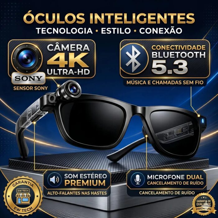 Oculos Inteligente Microwear W AI 3 com Câmera 4K e Kit 3 Lentes Intercambiáveis — imagem 1