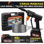 Lavadora de alta pressão portátil com pistola e acessórios Bateria de Lítio 68V 6.0Ah