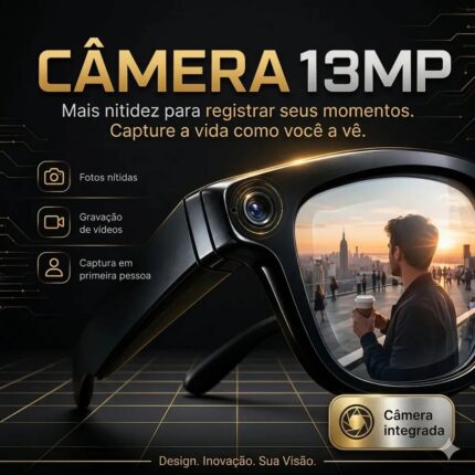 Oculos Inteligente Microwear W AI 3 com Câmera 4K e Kit 3 Lentes Intercambiáveis