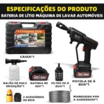 Lavadora de alta pressão portátil com pistola e acessórios Bateria de Lítio 68V 6.0Ah