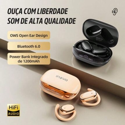 inova Fone de Ouvido Bluetooth 6.0 OWS Aberto Sem Fio para Esporte e Academia-rosa Fon inova 12970A