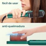 Escova Alisadora De Cabelo Elétrica Bivolt, Alisa, Hidrata, Modela, Alinha e Anti Frizz