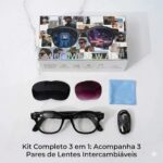Oculos Inteligente Microwear W AI 3 com Câmera 4K e Kit 3 Lentes Intercambiáveis
