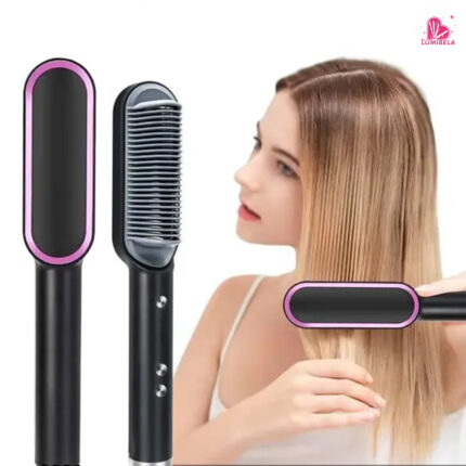 Escova Alisadora De Cabelo Elétrica Bivolt, Alisa, Hidrata, Modela, Alinha e Anti Frizz