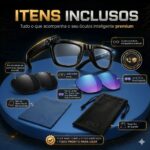Oculos Inteligente Microwear W AI 3 com Câmera 4K e Kit 3 Lentes Intercambiáveis