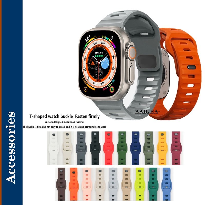 sg-11134201-7qvep-lis9ajfetcst05 Pulseira De Silicone Para Relógio Apple Watch Band Ultra 49mm 46mm 45mm 41mm 44 40 42 38mm iwatch Serise Sport Bracelet - Imagem 1