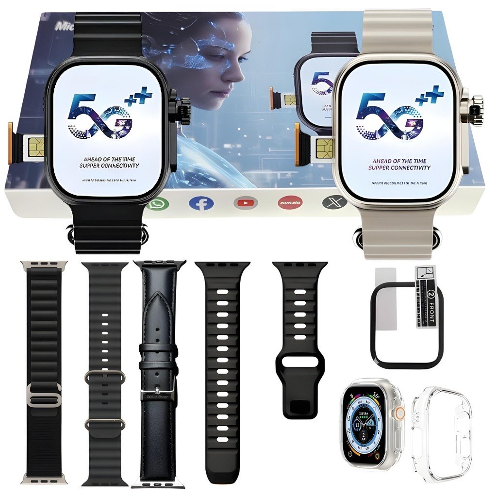 sg-11134201-7rent-m1ok2nz9e0xra1 Relogio Smart Watch Ultra 3 5g IA Amoled Serie 10 Camera Chip Original 4 Pulseiras Pelicula Case - Imagem 1