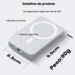 5000mAh Carregador portátil indução iPhone/Android MagSafe bateria sem fio carregando - Imagem 8