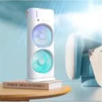 Ventilador Umidificador Duplo Torre 3 Velocidades Portátil Climatizador Ar Condicionado USB - Imagem 5