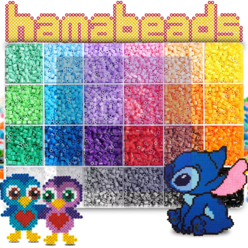 sg-11134201-823oo-moo7ti3kmozm05 Conjunto Hama Beads 10.000 Pçs 24 Cores 2,6mm E Organizadora Plástico Maleável PixelArt - Imagem 1