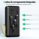 Carregador Portátil Power Bank Solar 20.000mah Com cabos 5 Em1 LED lanterna  FLUX - Imagem 4