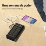 Carregador Portátil Power Bank Solar 20.000mah Com cabos 5 Em1 LED lanterna  FLUX - Imagem 8