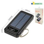Carregador Portátil Power Bank Solar 20.000mah Com cabos 5 Em1 LED lanterna  FLUX - Imagem 11
