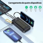 Carregador Portátil Power Bank Solar 20.000mah Com cabos 5 Em1 LED lanterna  FLUX - Imagem 2