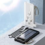Carregador Portátil Power Bank Solar 20.000mah Com cabos 5 Em1 LED lanterna  FLUX - Imagem 3