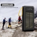 Carregador Portátil Power Bank Solar 20.000mah Com cabos 5 Em1 LED lanterna  FLUX