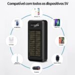 Carregador Portátil Power Bank Solar 20.000mah Com cabos 5 Em1 LED lanterna  FLUX - Imagem 9