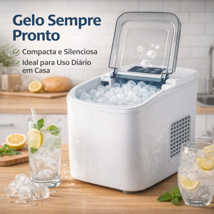 Máquina de Gelo Portátil Automática | Produz Gelo Rápido em Minutos | Compacta e Silenciosa — imagem 1