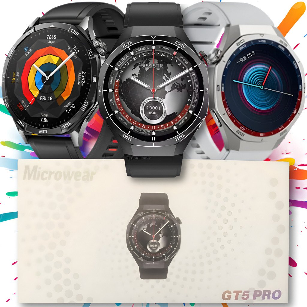 sg-11134201-8261l-mlza55gcj7d0b4 Smartwatch MA32 GT5 Pro Redondo Tela AMOLED 1.43 Série 10 Original - Imagem 1