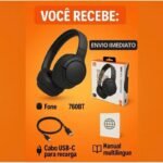 Fone de ouvido Wireless sem fio Bluetooth 760BT Microfone Pure Bass Cancelamento Ativo de Ruído Mp3 - Imagem 8
