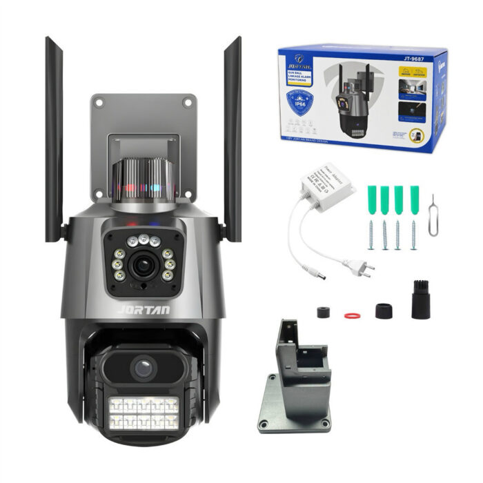 Câmera de vigilância externa Wi-Fi com lente dupla IP66 360° 4K 6MP, sirene à prova d'água ICSEE JT-9687pro — imagem 1